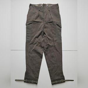 Vintag 1940’s Swedish Military Wool Cargo Pants W/ Leather Cuff Straps C48